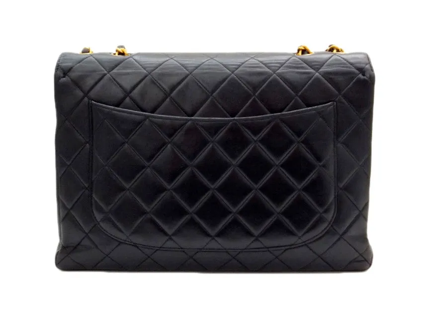 Authentic Chanel Vintage Black Lambskin Jumbo
