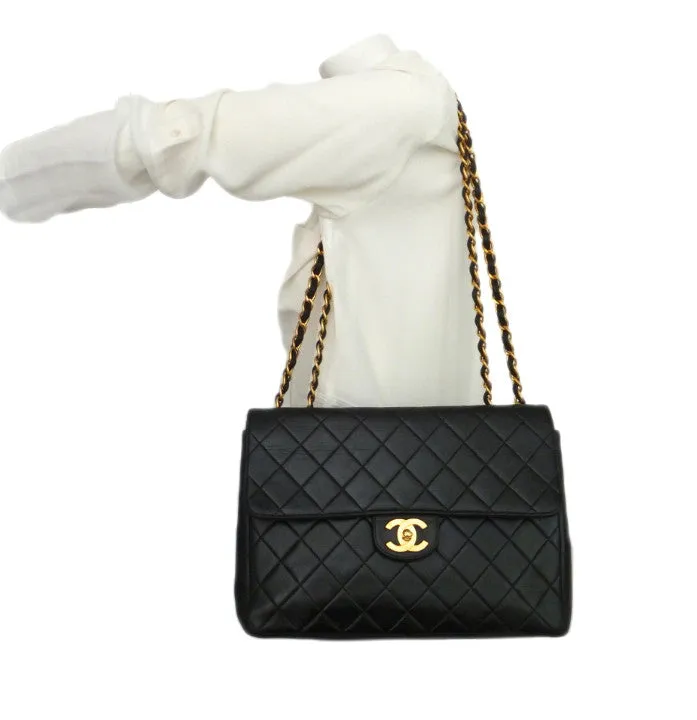 Authentic Chanel Vintage Black Lambskin Jumbo