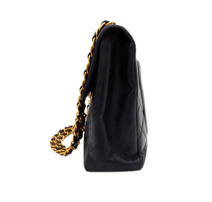 Authentic Chanel Vintage Black Lambskin Jumbo