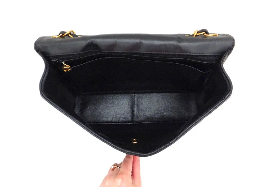 Authentic Chanel Vintage Black Lambskin Jumbo