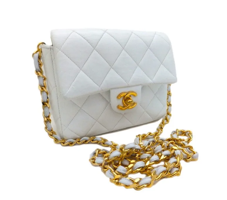 Authentic Chanel Vintage White Mini 2.55 Flapover