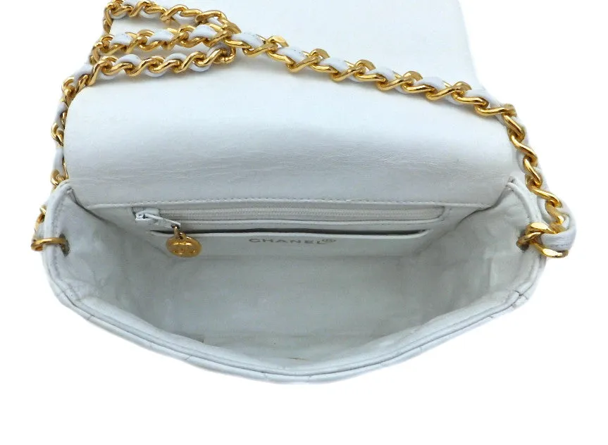 Authentic Chanel Vintage White Mini 2.55 Flapover