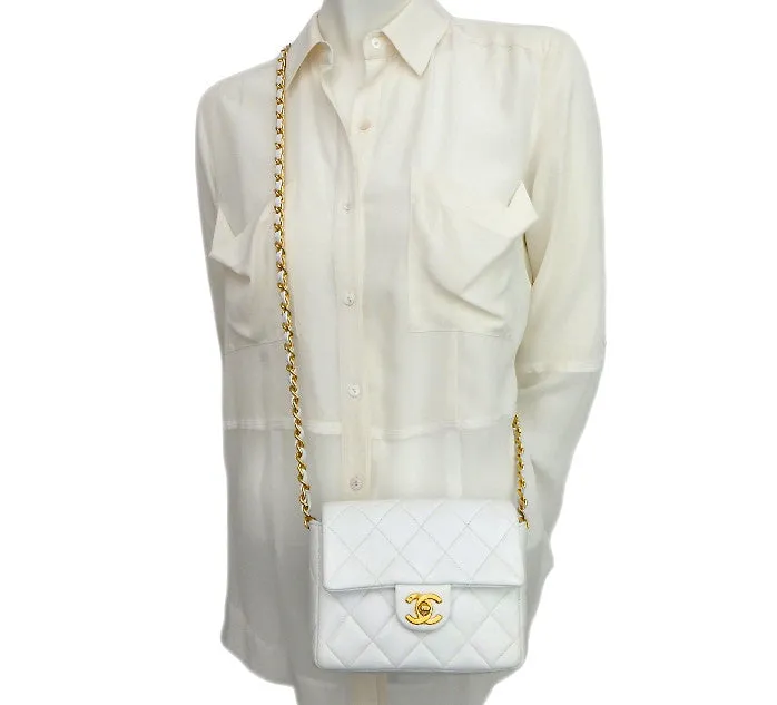 Authentic Chanel Vintage White Mini 2.55 Flapover