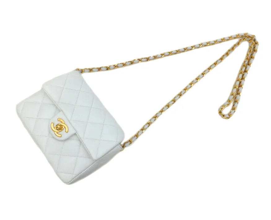 Authentic Chanel Vintage White Mini 2.55 Flapover