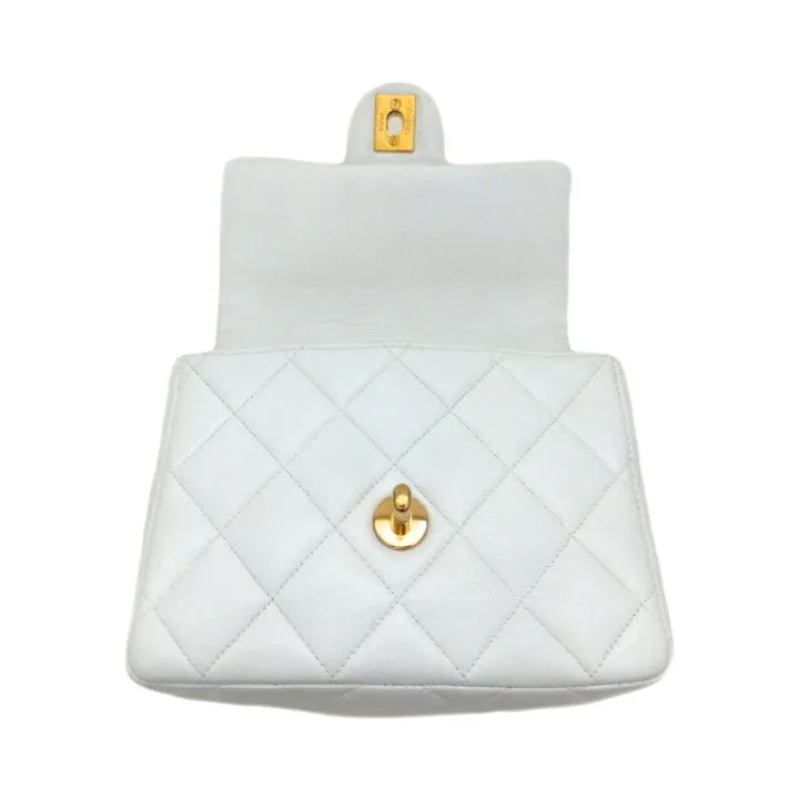 Authentic Chanel Vintage White Mini 2.55 Flapover