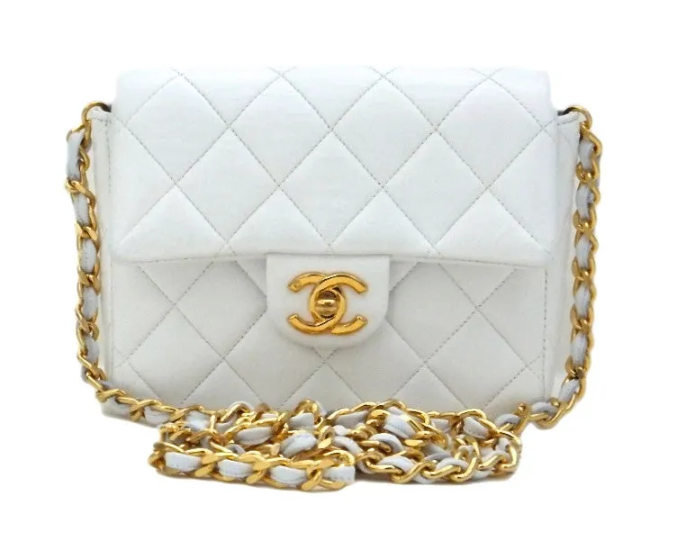 Authentic Chanel Vintage White Mini 2.55 Flapover