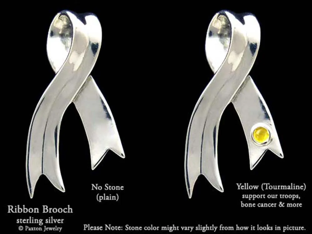Awareness Ribbon Brooch Pin Sterling Silver