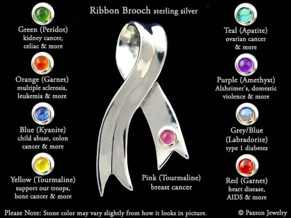 Awareness Ribbon Brooch Pin Sterling Silver