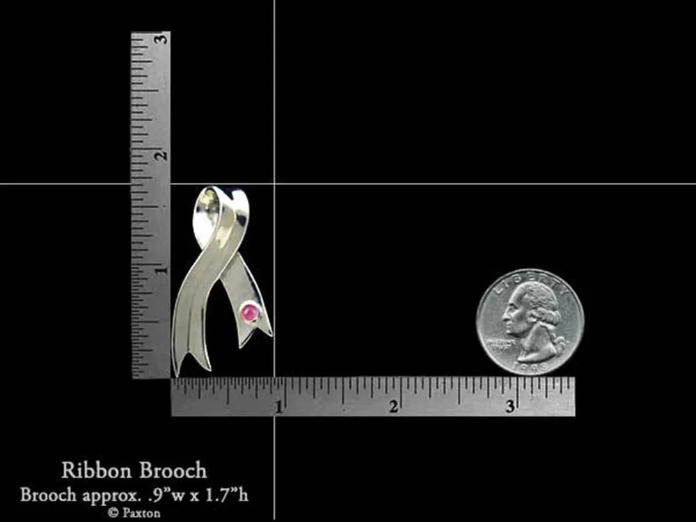 Awareness Ribbon Brooch Pin Sterling Silver