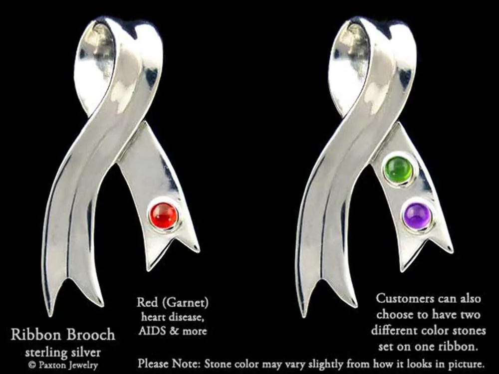 Awareness Ribbon Brooch Pin Sterling Silver
