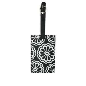 Bag Tag Cool Blk White Flower
