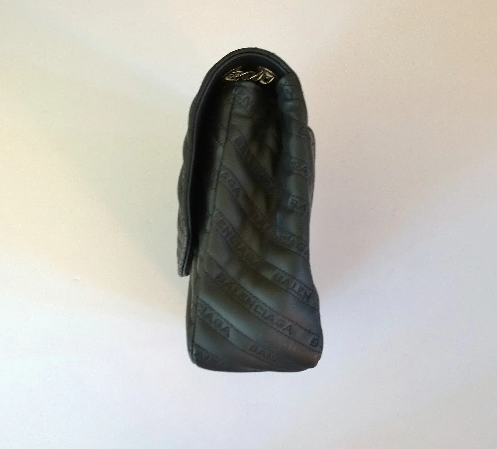 Balenciaga BB Lock Round Large Black Leather Embroidery Medium Bag