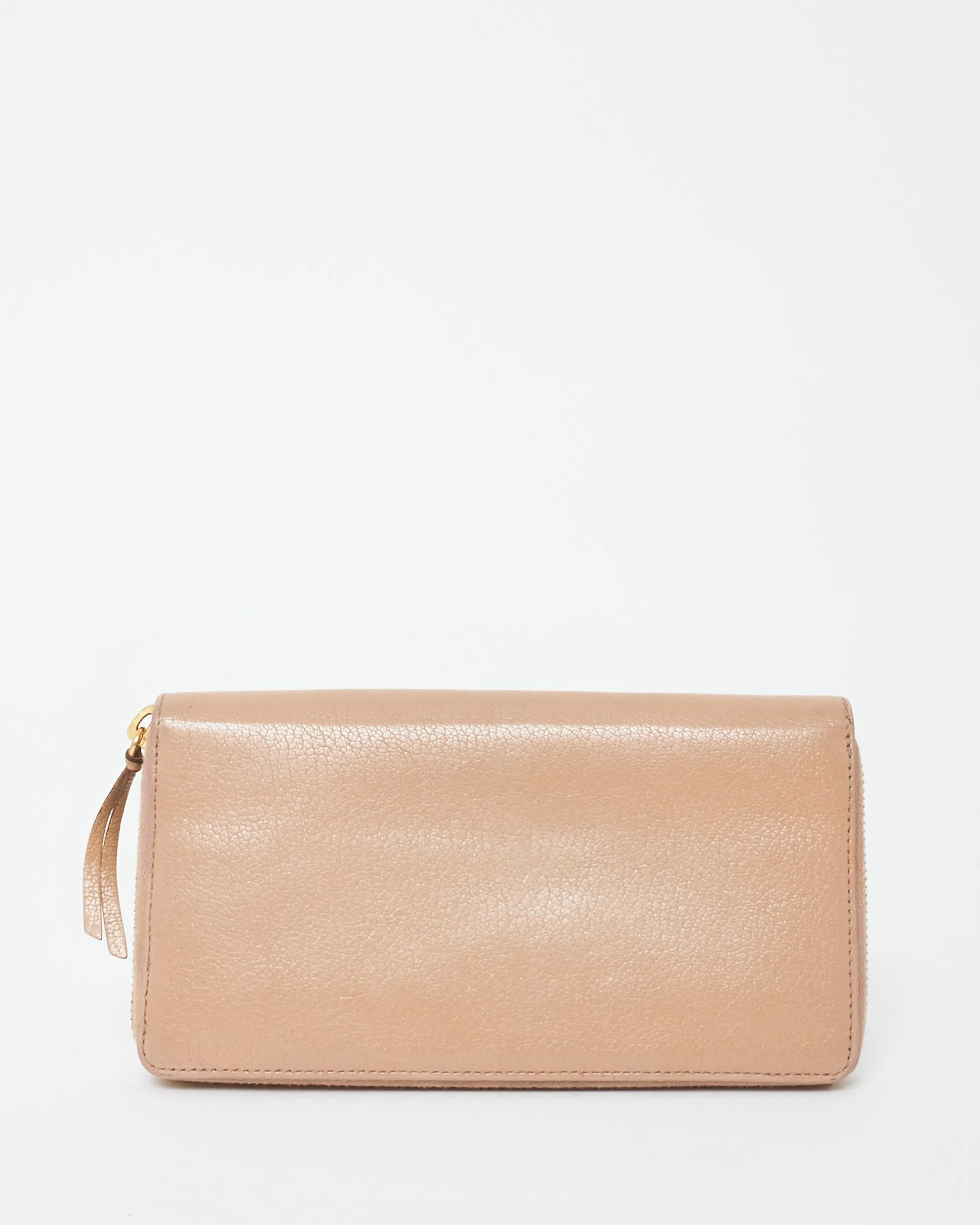 Balenciaga Blush Pink Leather Gold Edge Zippy Wallet