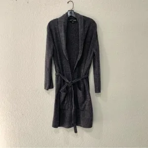 Barefoot Dreams Robe Women 2 M/L CozyChic Lite Charcoal Gray Belted Pockets 429