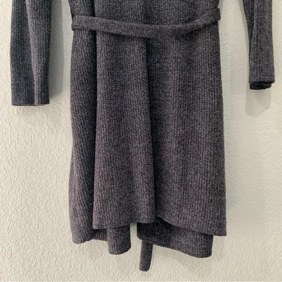 Barefoot Dreams Robe Women 2 M/L CozyChic Lite Charcoal Gray Belted Pockets 429
