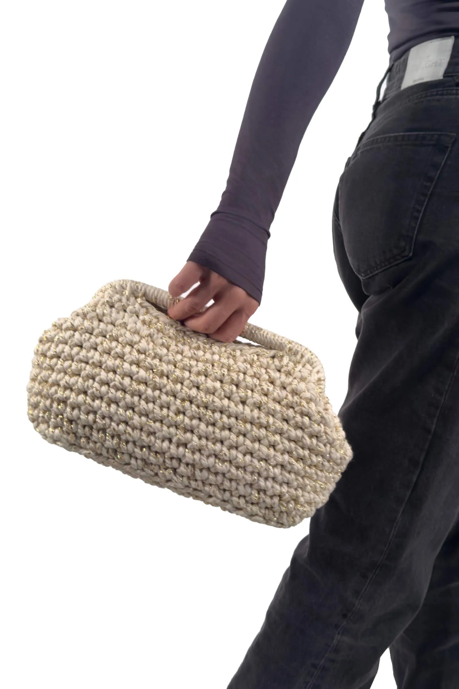 Beige Metallic Jessica Frame Clutch