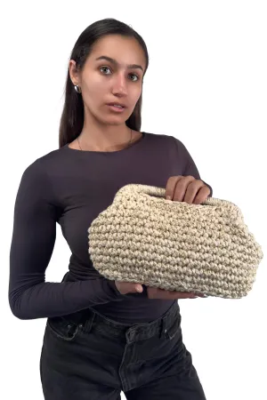 Beige Metallic Jessica Frame Clutch