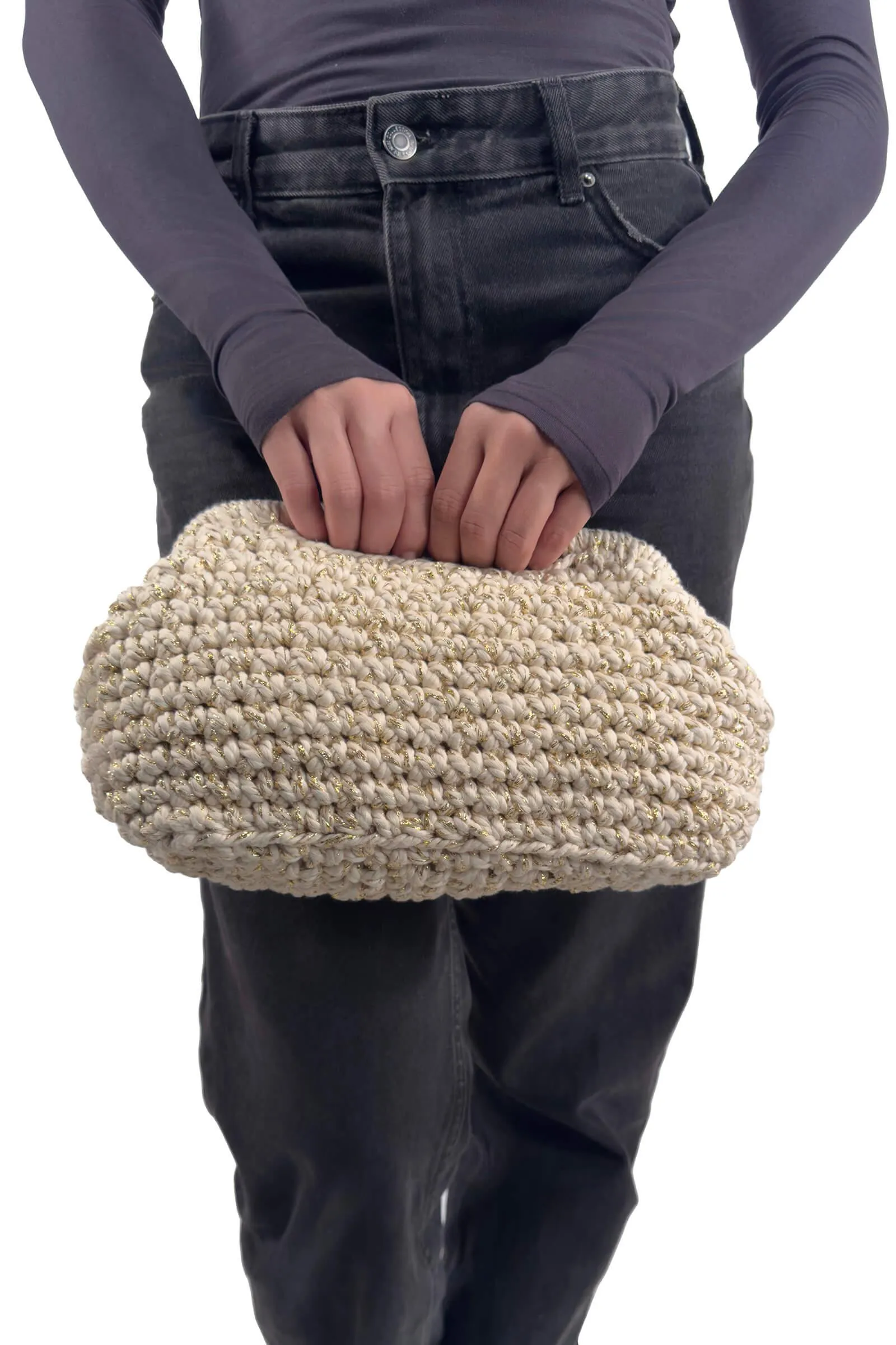 Beige Metallic Jessica Frame Clutch