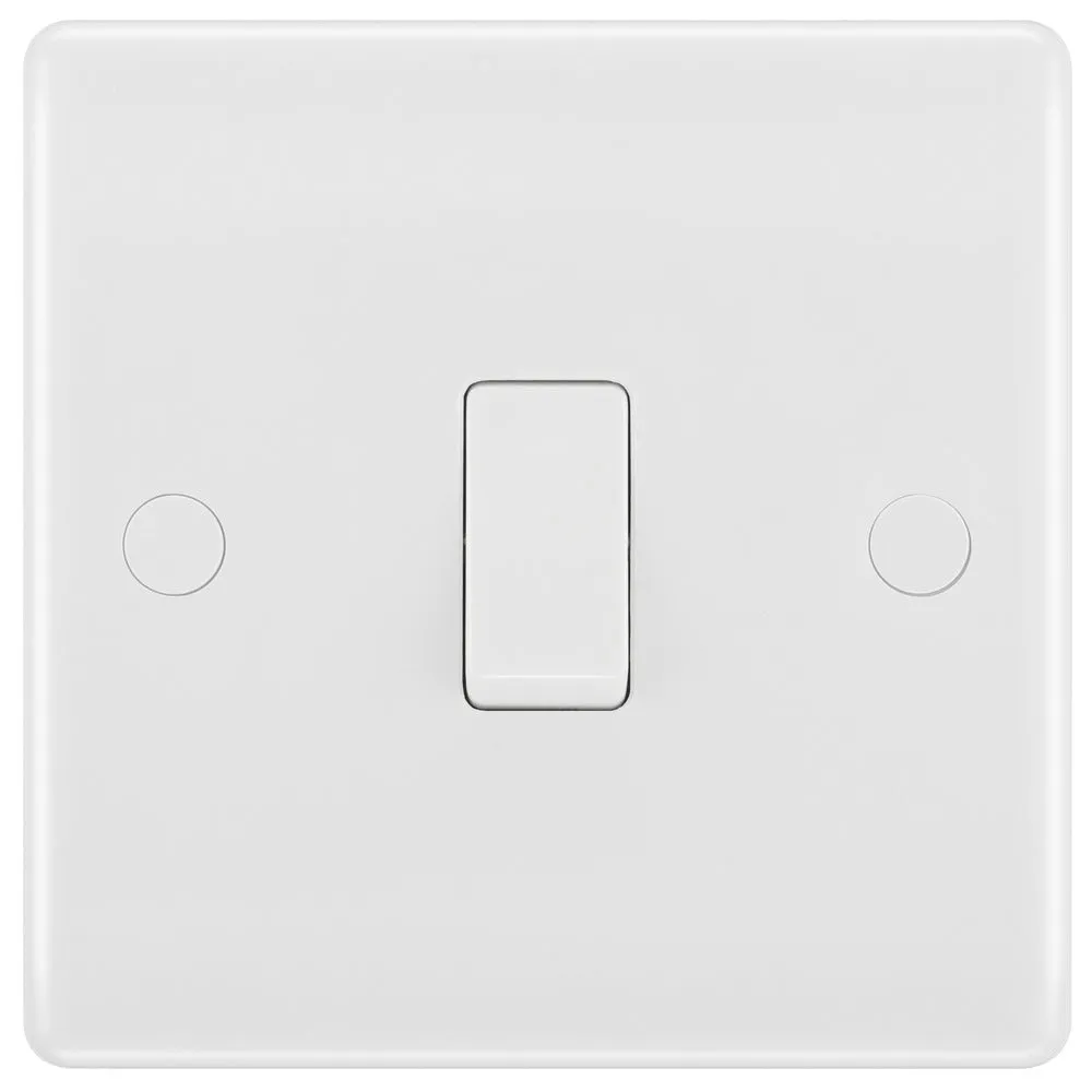 BG 812x5 White Round Edge Single Light Switch 10A (5 Pack)
