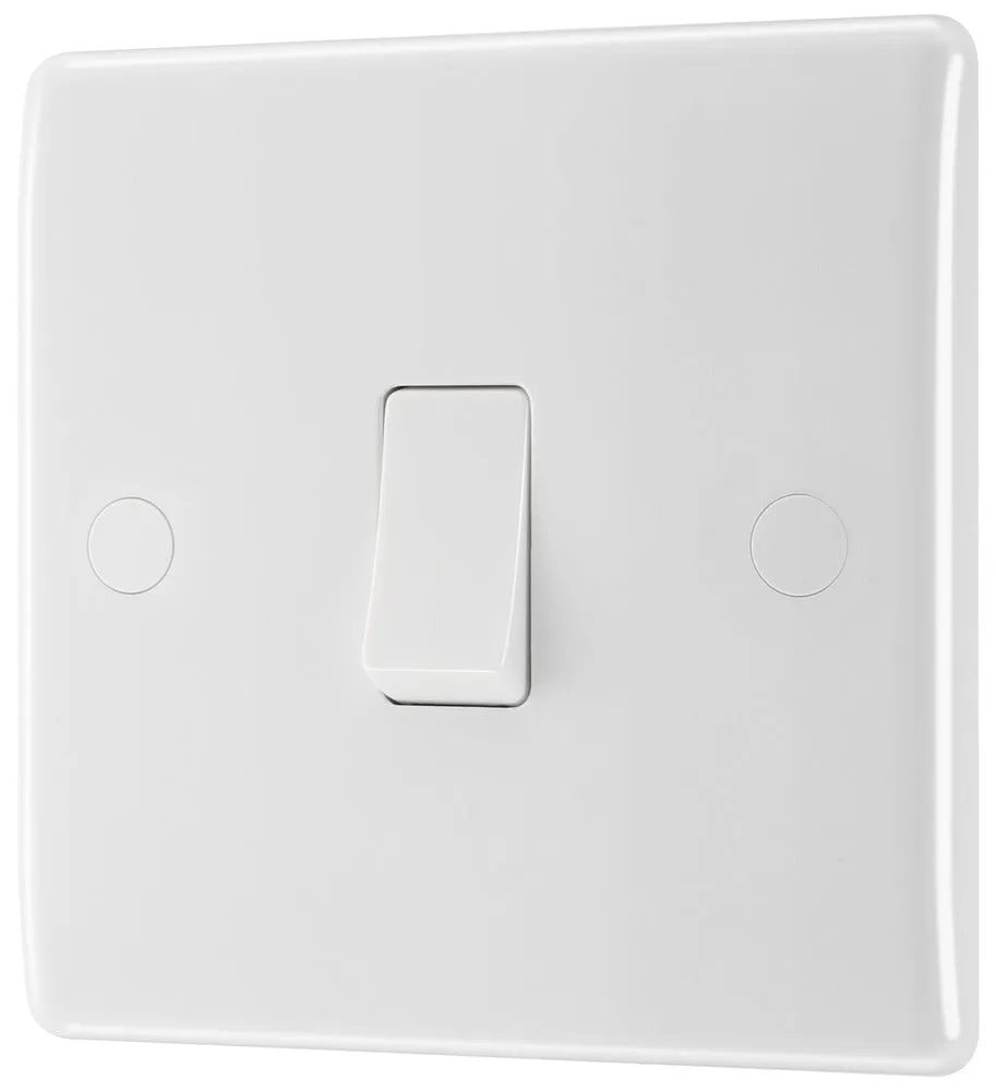 BG 812x5 White Round Edge Single Light Switch 10A (5 Pack)