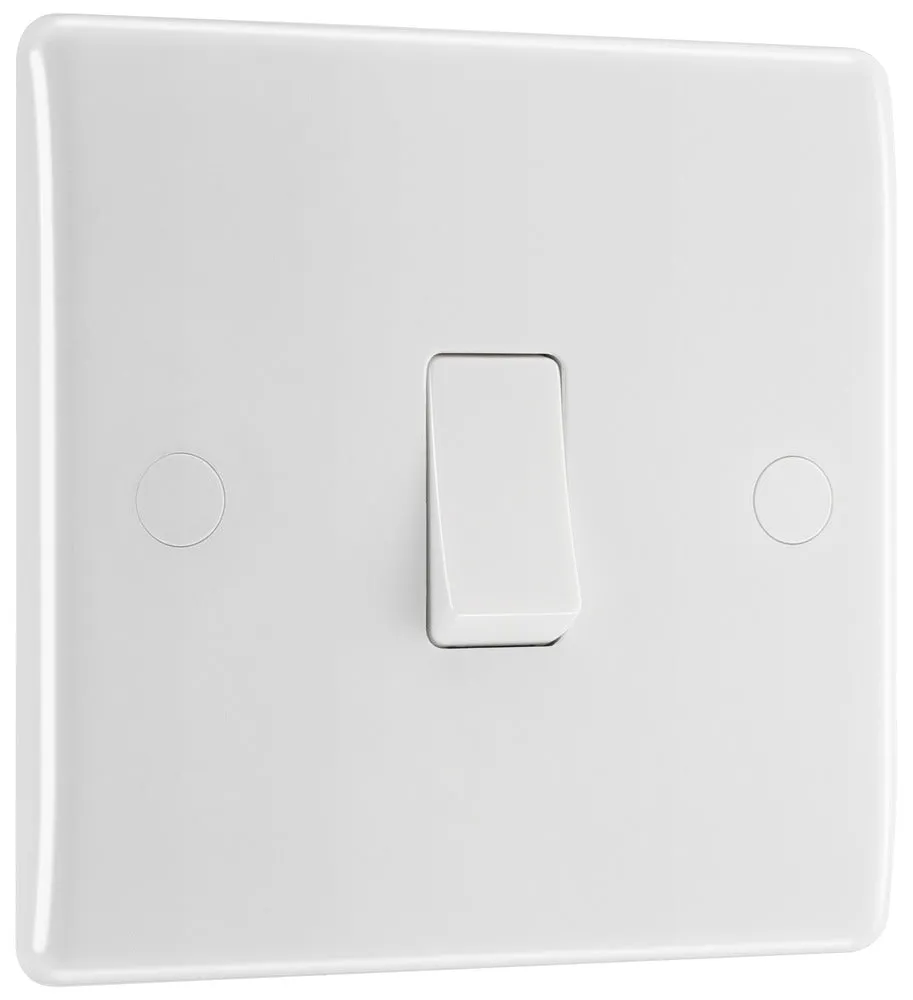 BG 812x5 White Round Edge Single Light Switch 10A (5 Pack)