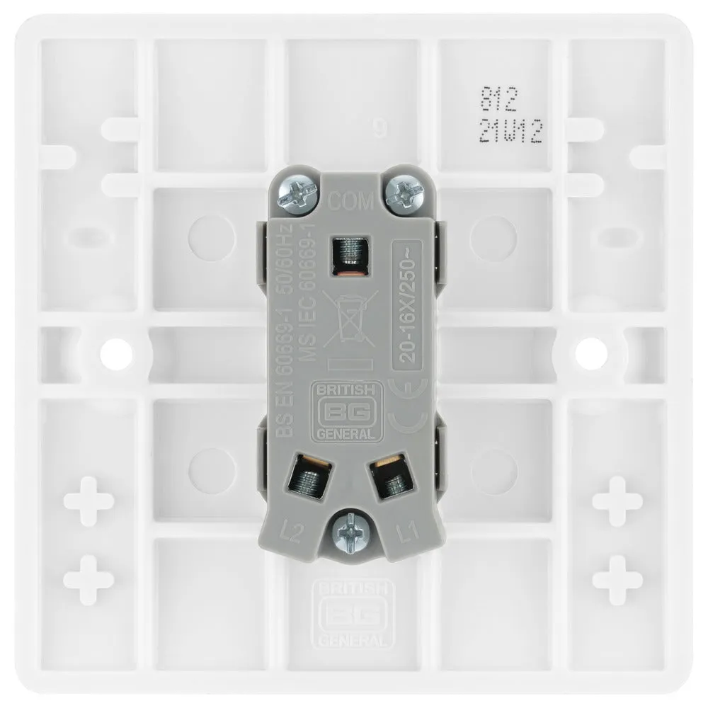 BG 812x5 White Round Edge Single Light Switch 10A (5 Pack)