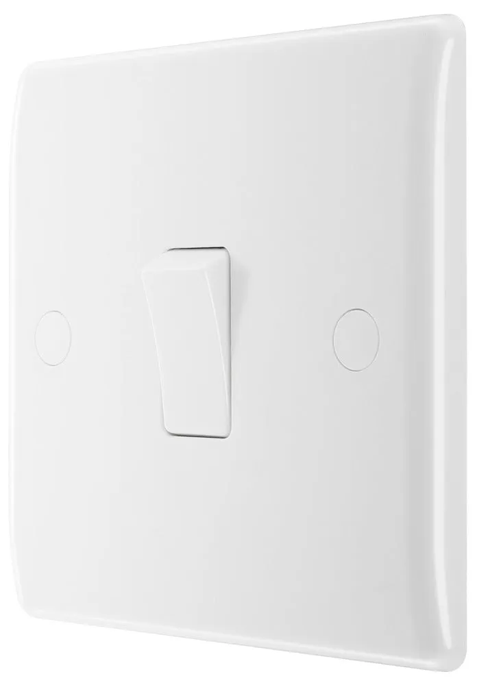 BG 812x5 White Round Edge Single Light Switch 10A (5 Pack)