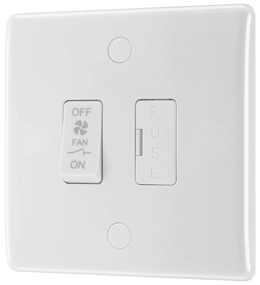 BG 815F White Round Edge Triple Pole Fused Fan Isolator Switch 10A