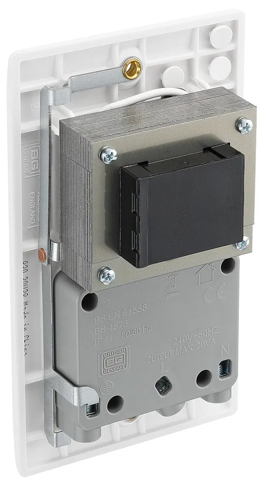 BG 820 White Round Edge Dual Voltage Shaver Socket