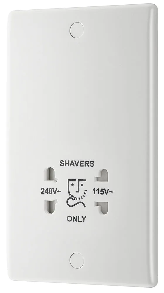 BG 820 White Round Edge Dual Voltage Shaver Socket