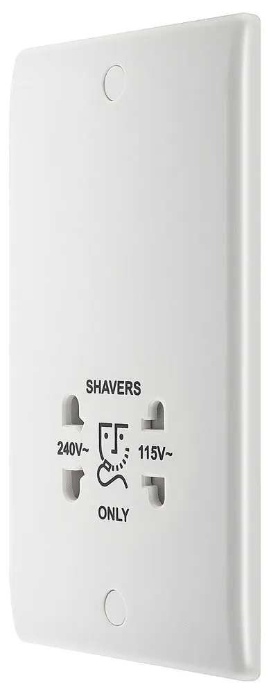 BG 820 White Round Edge Dual Voltage Shaver Socket