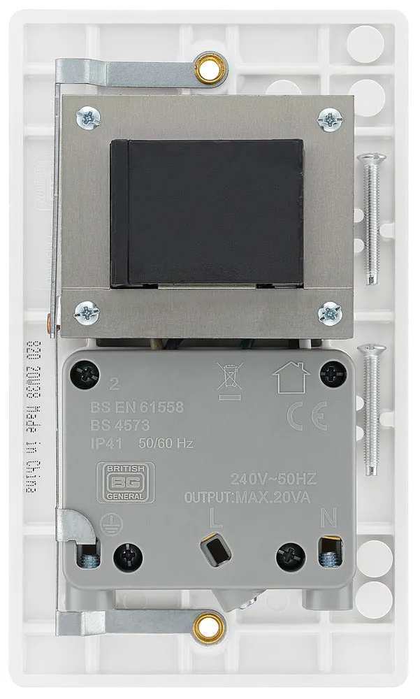 BG 820 White Round Edge Dual Voltage Shaver Socket