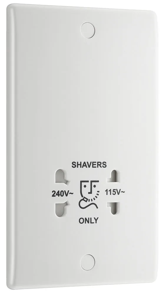 BG 820 White Round Edge Dual Voltage Shaver Socket