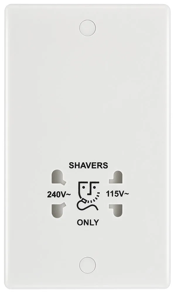 BG 820 White Round Edge Dual Voltage Shaver Socket
