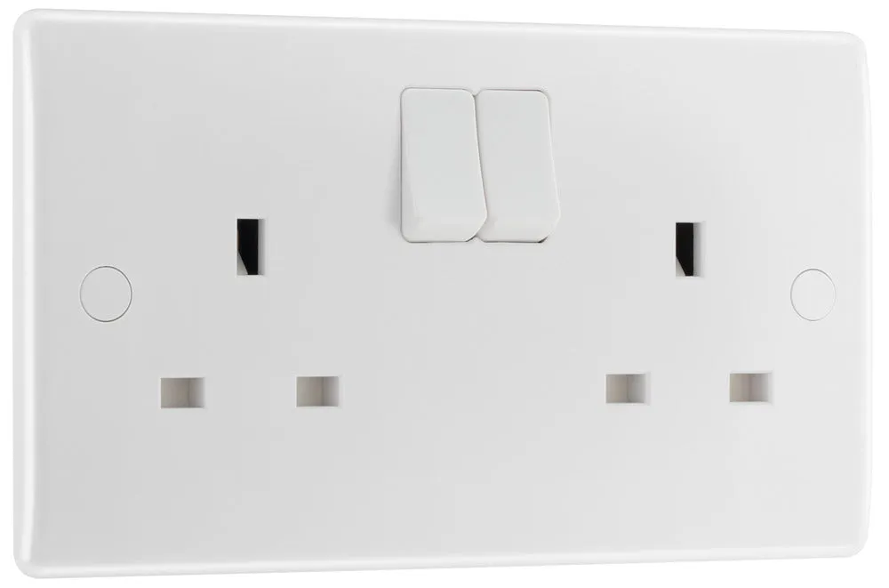 BG 822x5 White Round Edge 13A SP Double Socket (5 Pack)