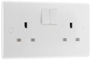 BG 822x5 White Round Edge 13A SP Double Socket (5 Pack)
