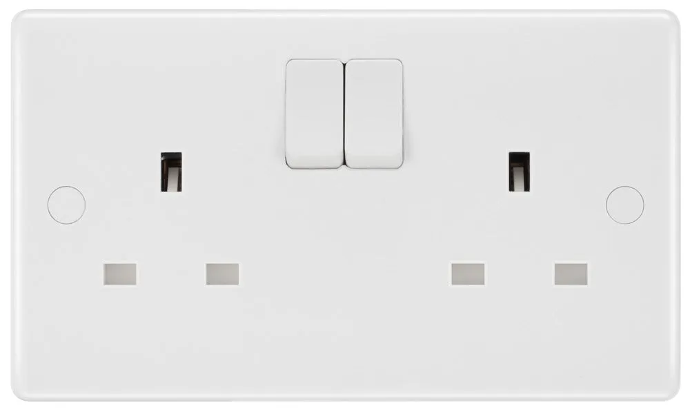 BG 822x5 White Round Edge 13A SP Double Socket (5 Pack)