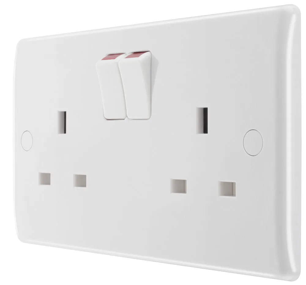 BG 822x5 White Round Edge 13A SP Double Socket (5 Pack)