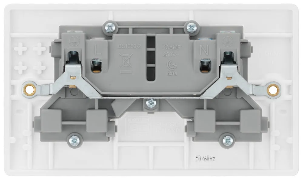 BG 822x5 White Round Edge 13A SP Double Socket (5 Pack)