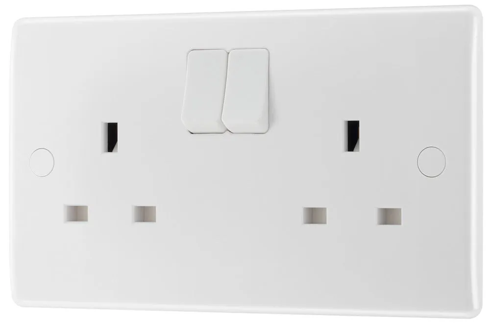 BG 822x5 White Round Edge 13A SP Double Socket (5 Pack)