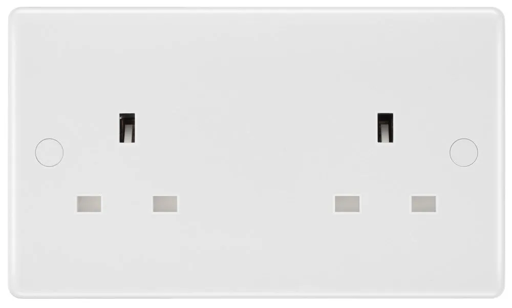 BG 824 White Round Edge 13A Double Unswitched Socket