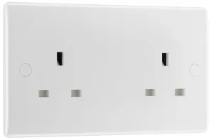 BG 824 White Round Edge 13A Double Unswitched Socket