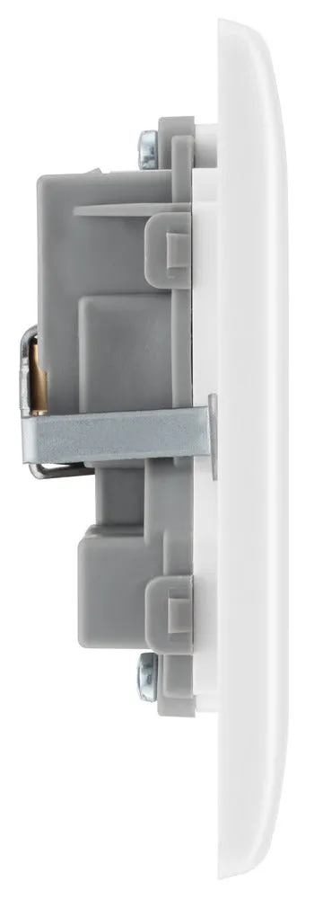 BG 824 White Round Edge 13A Double Unswitched Socket
