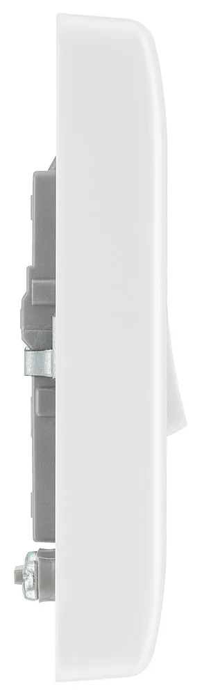 BG 833WH White Round Edge 20A DP Switch marked Water Heater   Neon   Cable Outlet