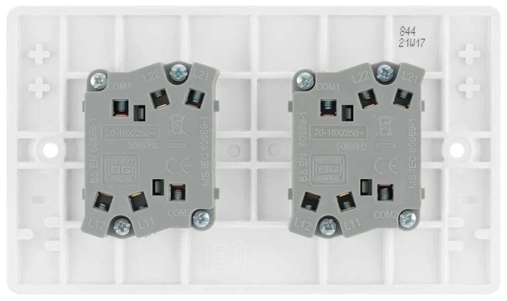 BG 844 White Round Edge Quad Light Switch 10A