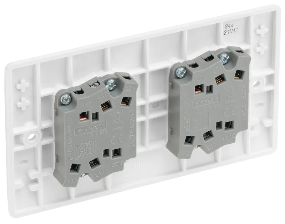 BG 844 White Round Edge Quad Light Switch 10A