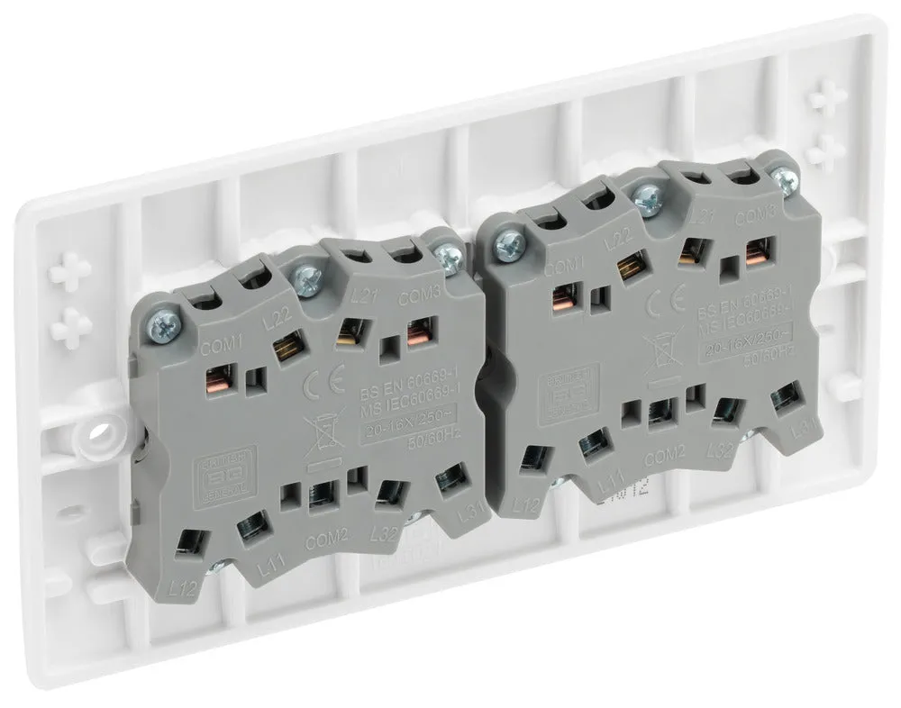 BG 846 White Round Edge Hexa Light Switch 10A