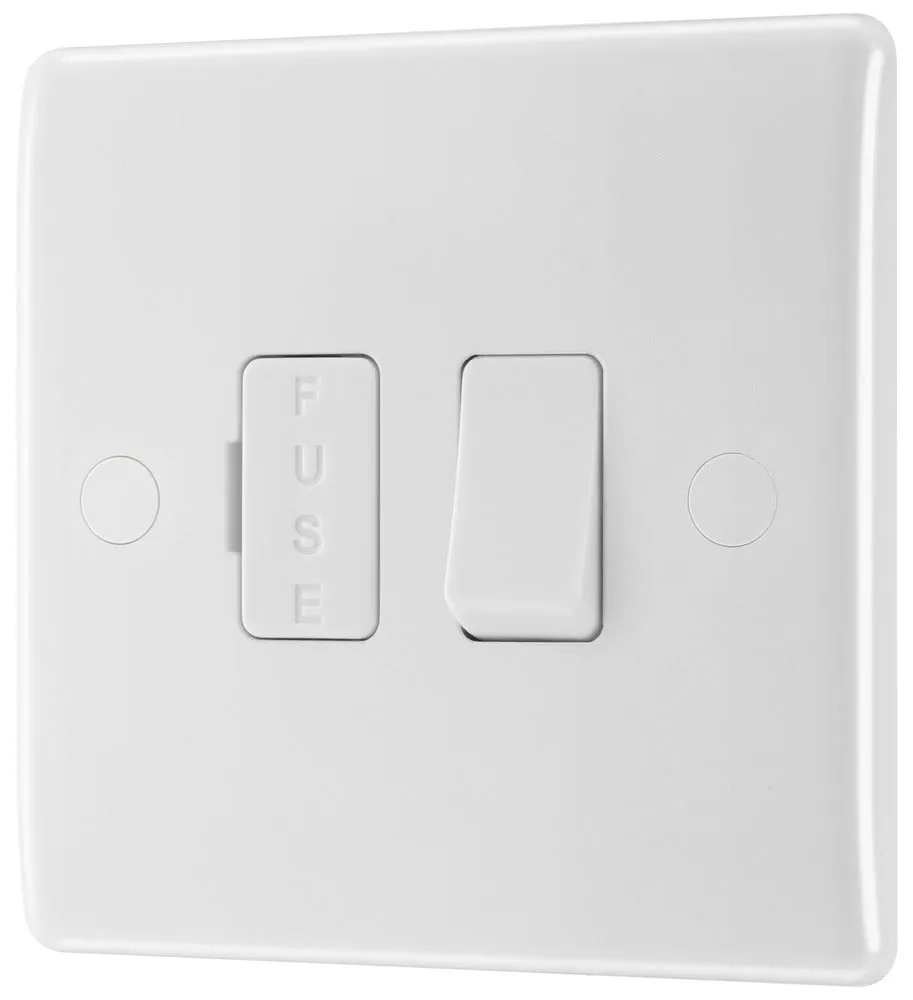 BG 850 White Round Edge Switched Spur 13A