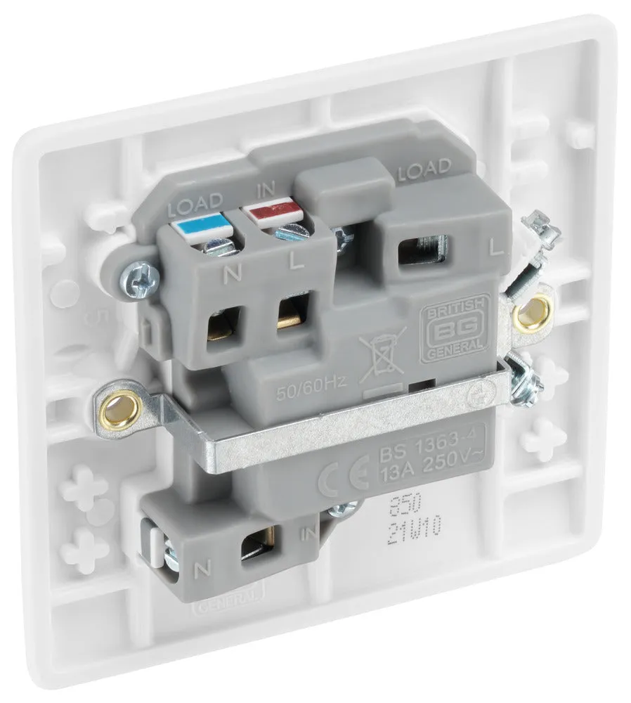 BG 850 White Round Edge Switched Spur 13A