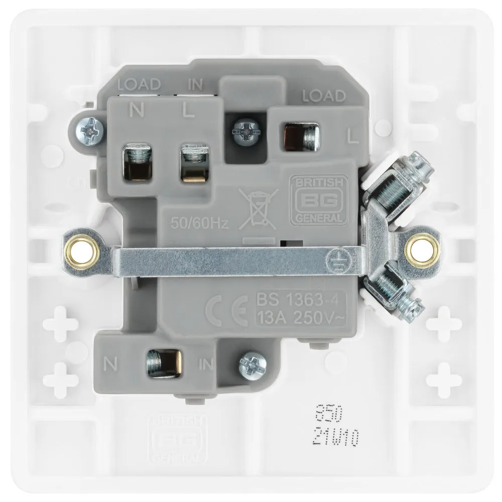BG 850 White Round Edge Switched Spur 13A